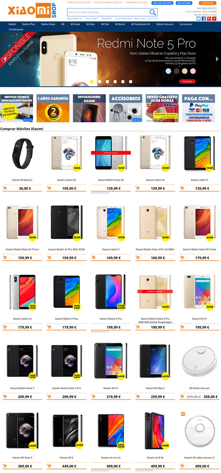 Xiaomi西班牙网上商店：购买小米手机、平板电脑和笔记本电脑