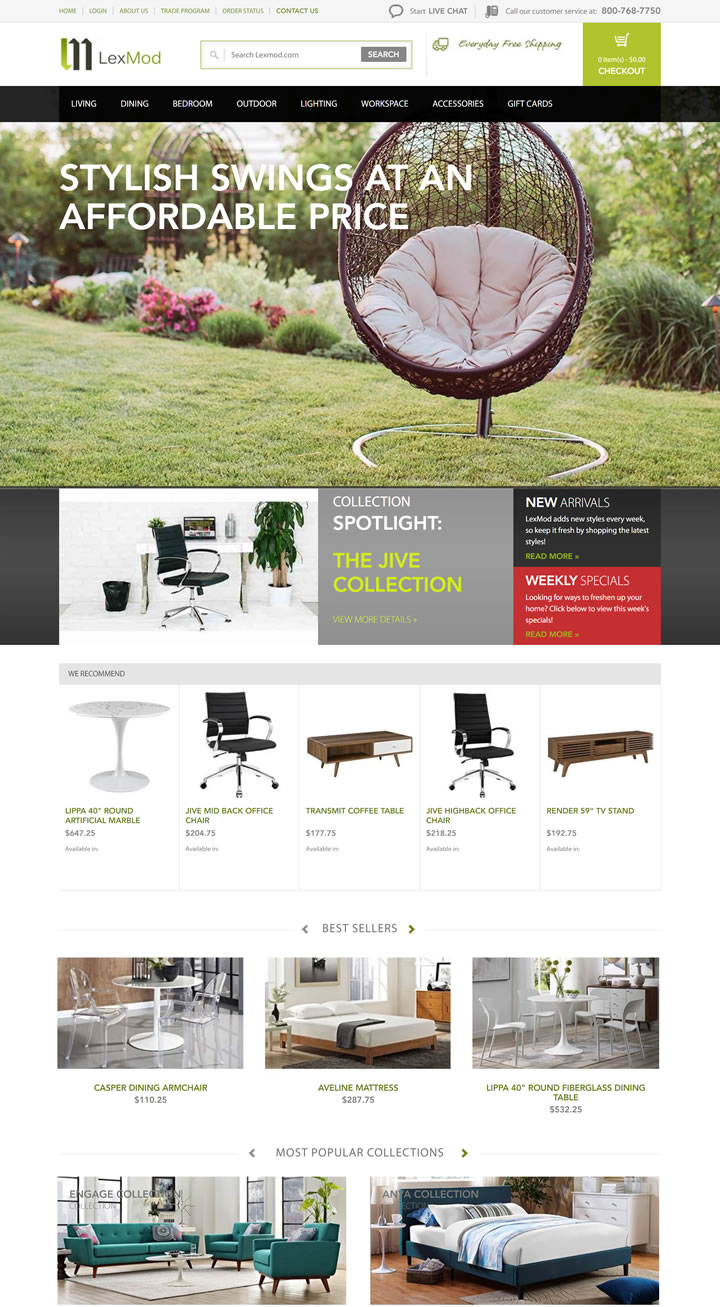 美国现代家具购物网站：LexMod