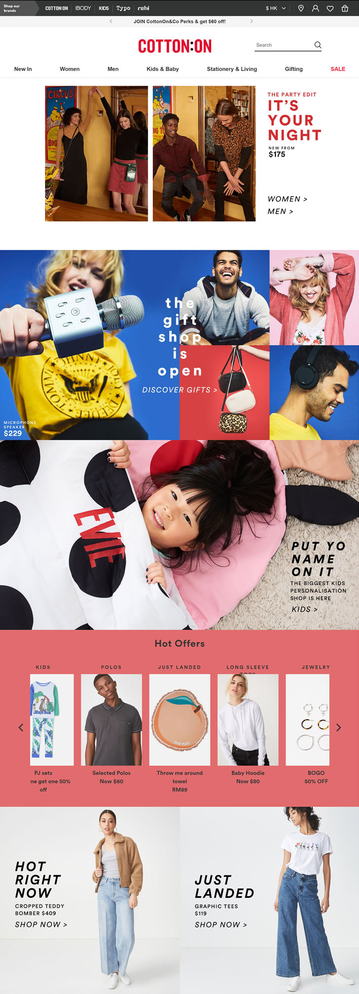 Cotton On香港网站：澳洲时装连锁品牌