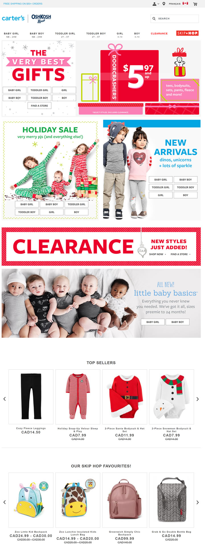 Carter’s OshKosh加拿大：购买婴幼儿服装和童装