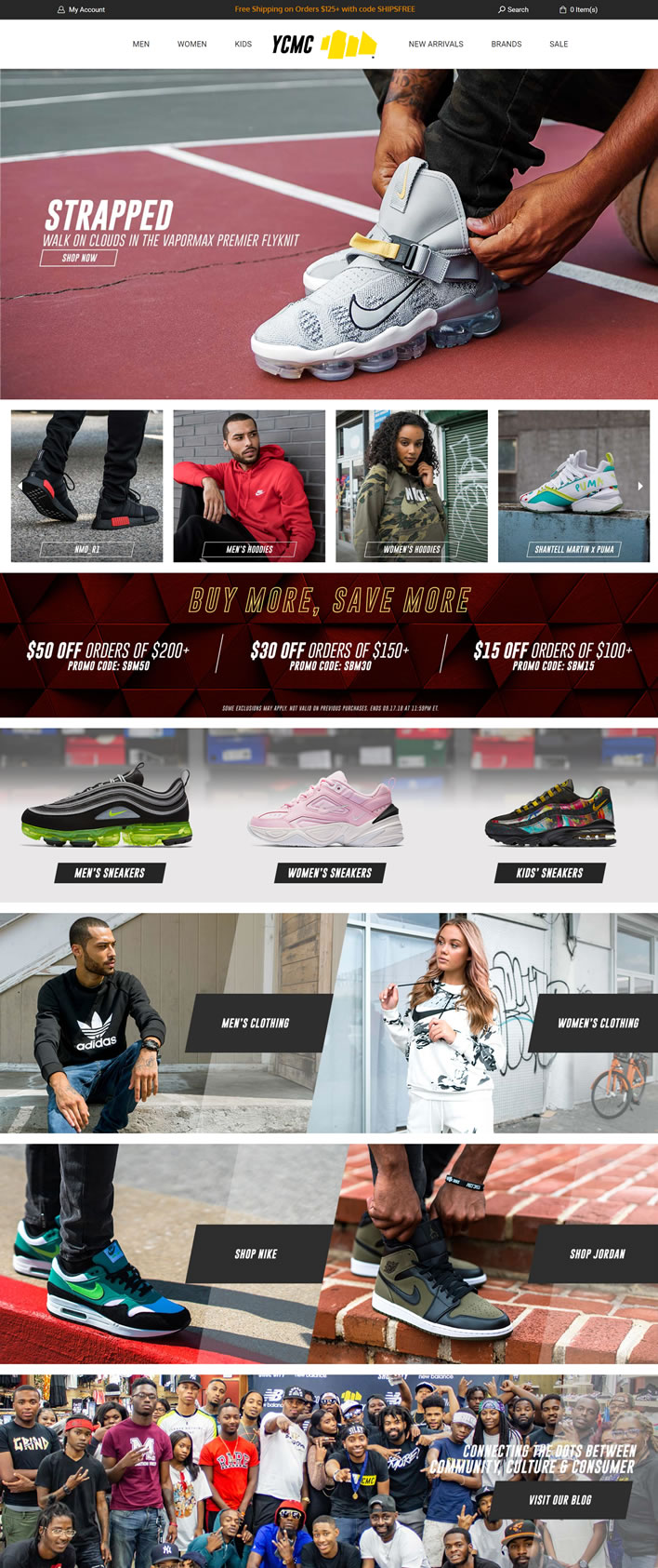美国运动鞋和服装网上商店：YCMC