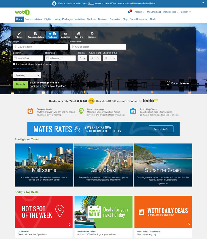澳大利亚首个在线预订旅游网站：Wotif