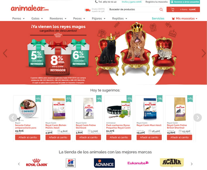 西班牙拥有最佳品牌的动物商店：Animalear.com
