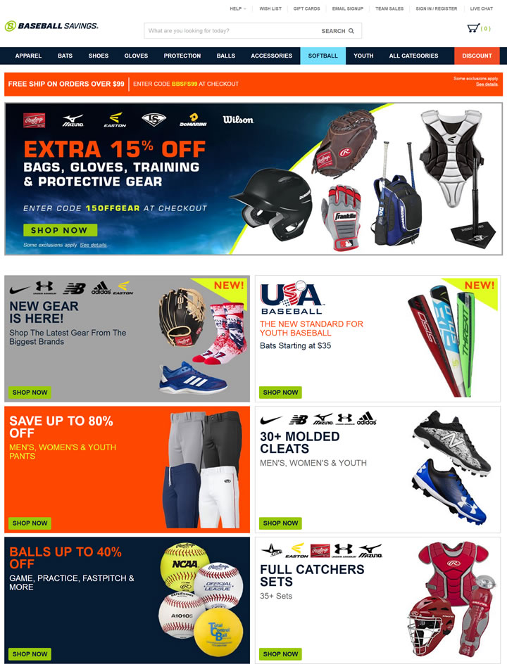 美国棒球装备和用品商店：Baseball Savings