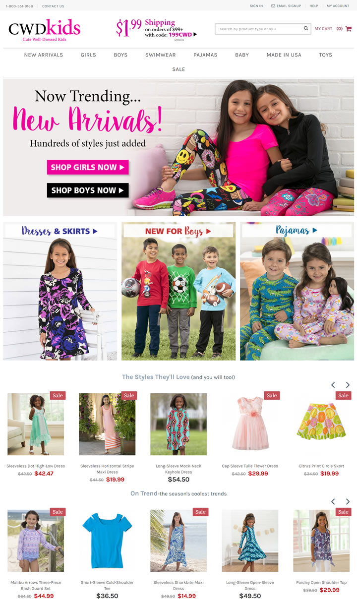 美国可爱得体的儿童服装网站：CWDkids