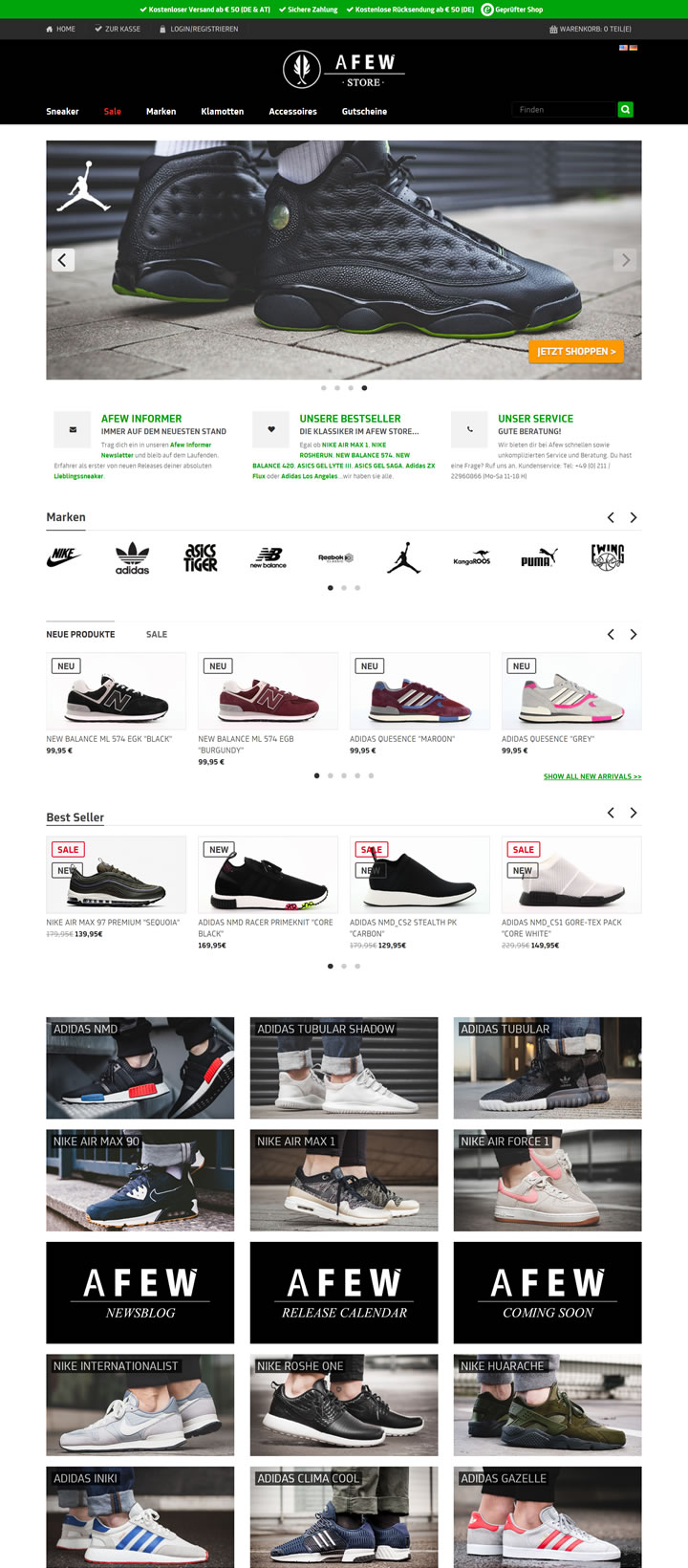德国运动鞋网上商店：Afew Store