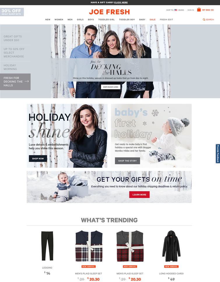 Joe Fresh官网：加拿大时尚品牌和零售连锁店
