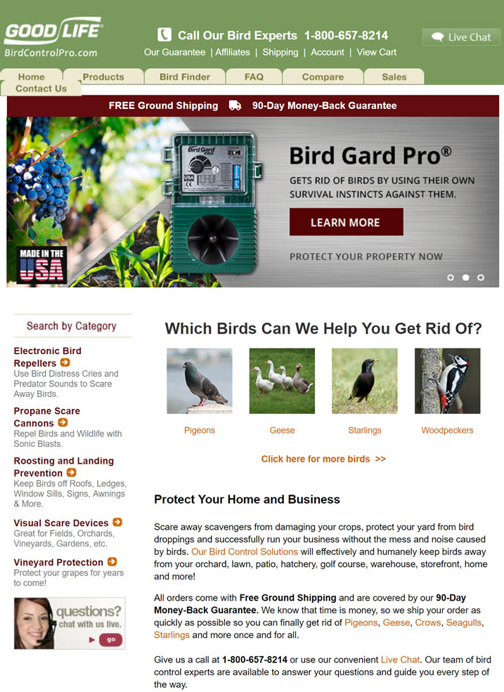 适用于家庭或企业的鸟类控制解决方案：Bird Control Pro