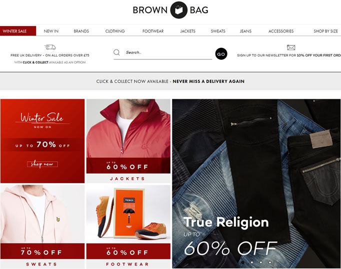 英国领先的名牌服装折扣零售商：Brown Bag Clothing