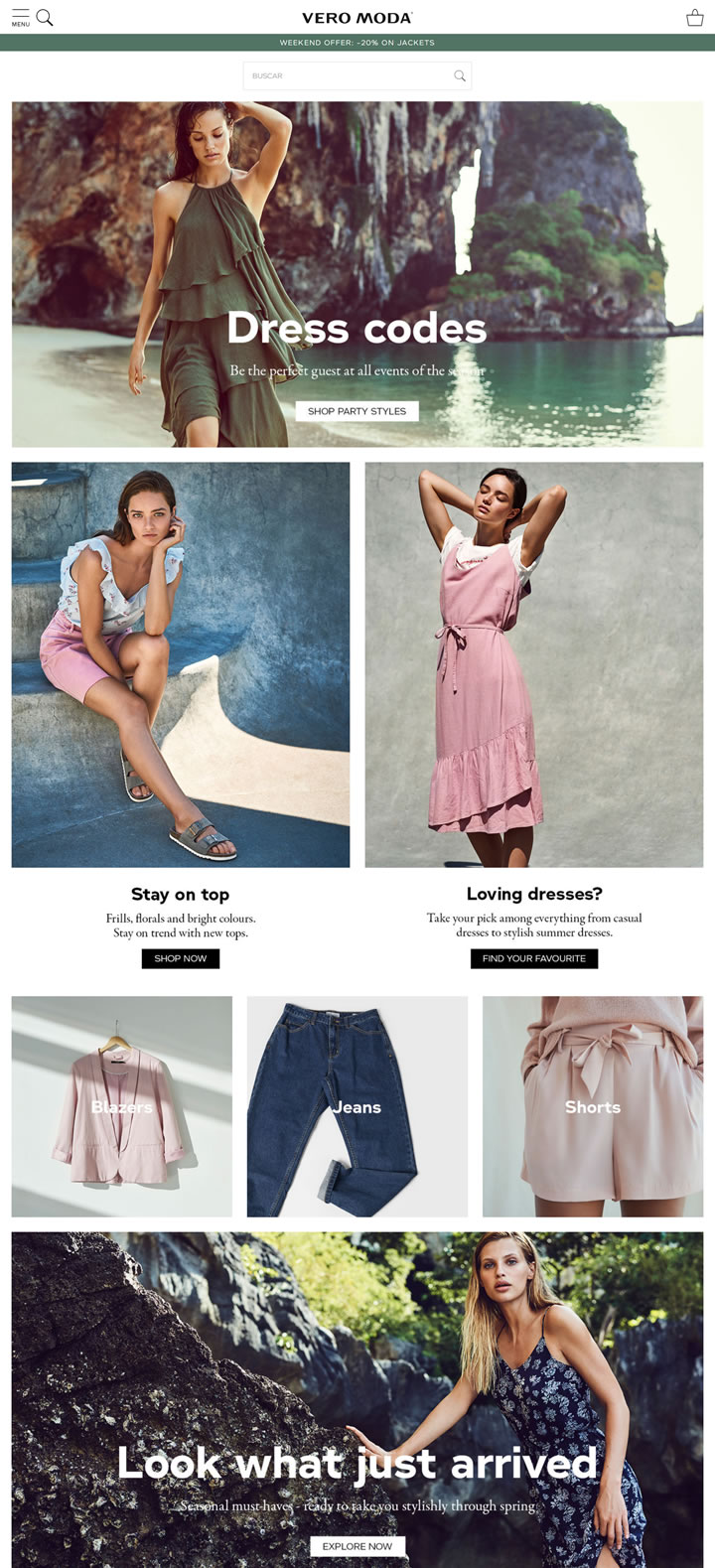 Vero Moda西班牙官方购物网站：丹麦BESTSELLER旗下知名女装品牌