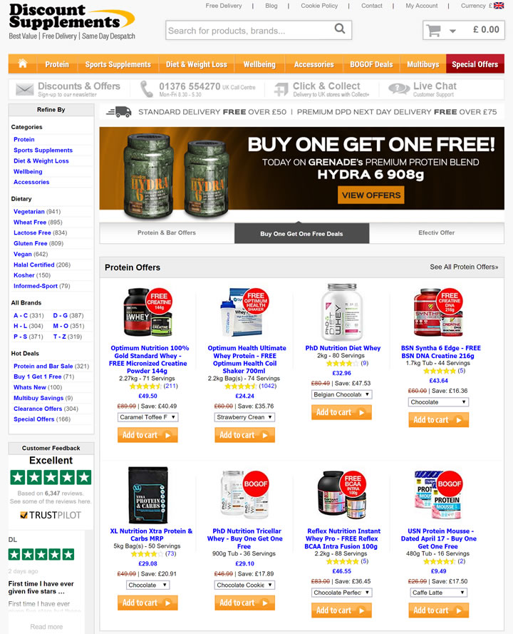 英国最大的在线运动补充剂商店：Discount Supplements