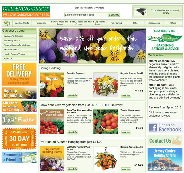 英国邮购活的植物主要供应商：Gardening Direct