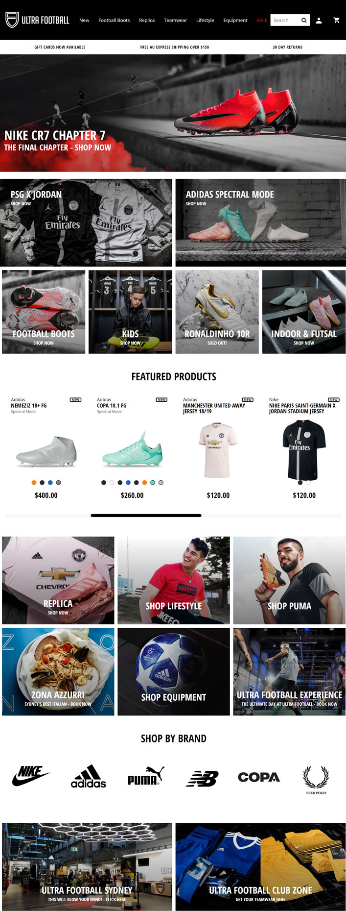 澳大利亚足球鞋和服装购物网站：Ultra Football