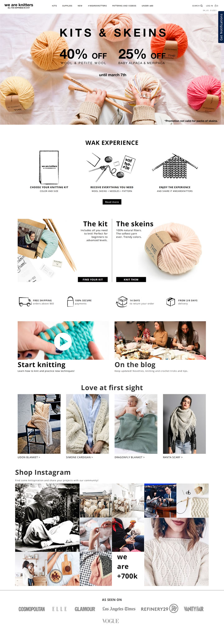 We Are Knitters美国官网：购买羊毛线、针、纱、其他针织