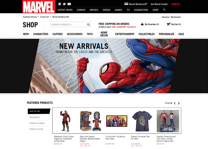 漫威玩具服装及周边商品官方购物网站：Marvel Shop