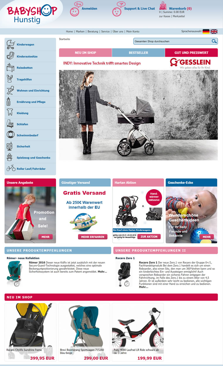 德国婴儿推车和儿童安全座椅商店：BABYSHOP