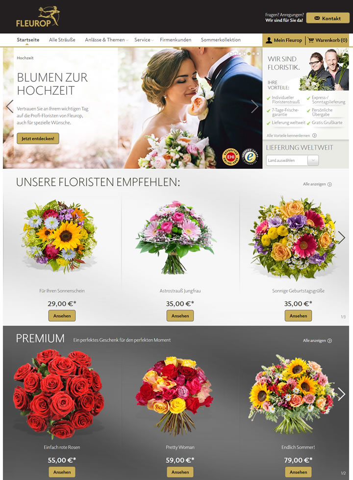 德国在线订购鲜花：Fleurop
