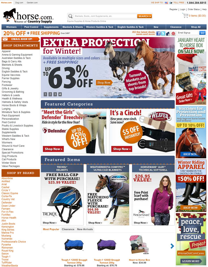 美国马匹用品和骑马配件购物网站：Horse.com