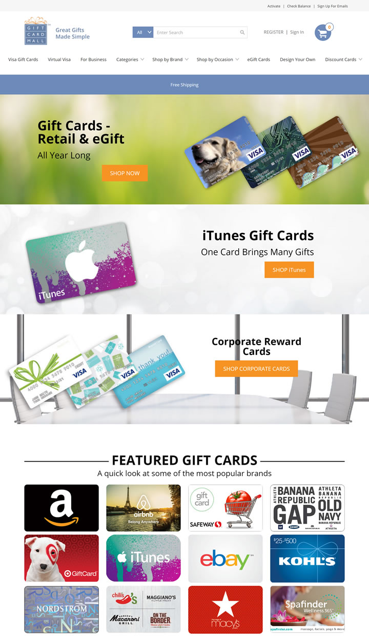 美国礼品卡商城： Gift Card Mall
