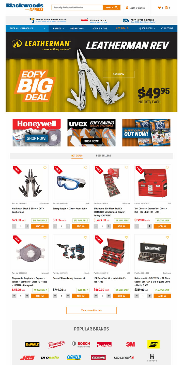 澳大利亚工业用品和工具网上商店：Blackwoods Xpress