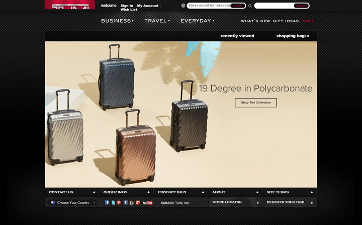 TUMI澳大利亚网站：美国旅行箱包品牌