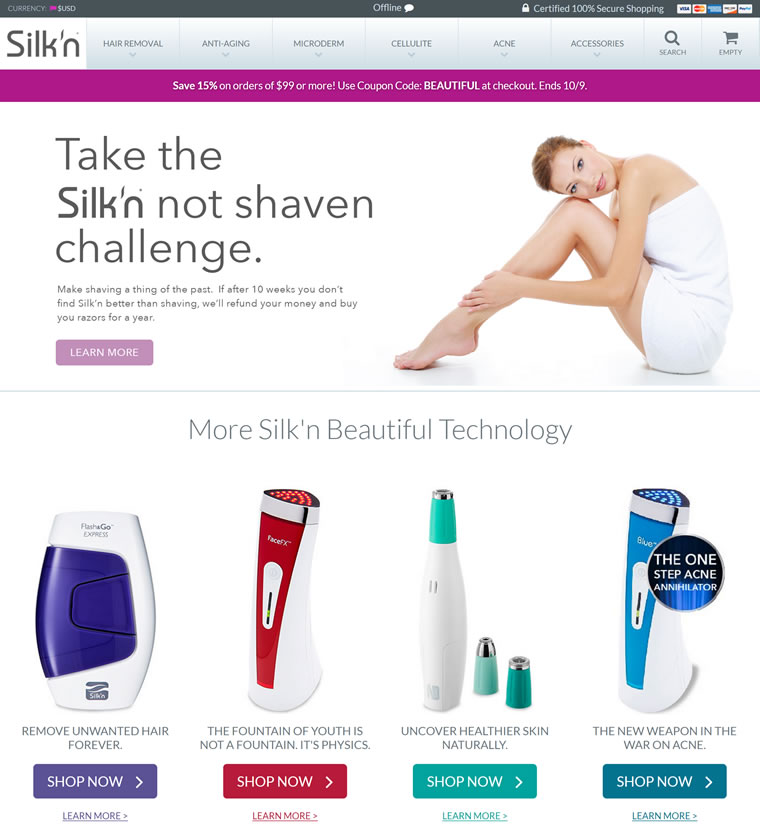 Silk’n激光脱毛器官网：silkn.com