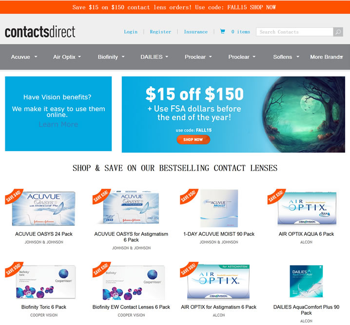美国隐形眼镜销售网站：ContactsDirect