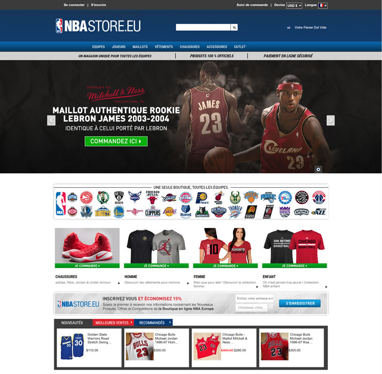 NBA欧洲商店(法国)：NBA Europe Store FR