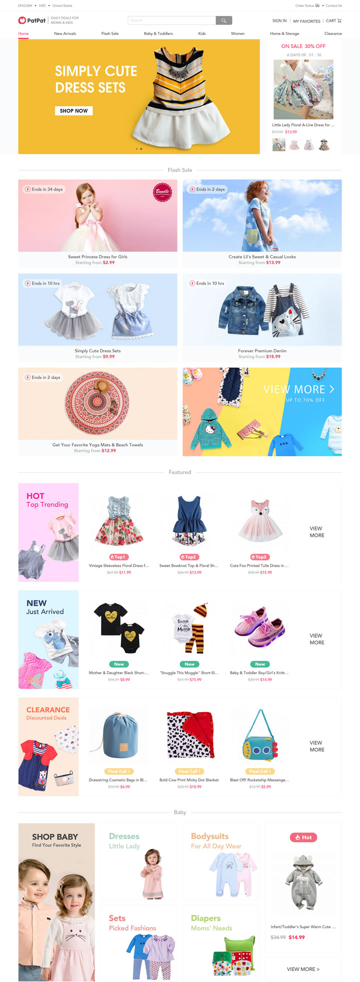 美国婴儿和儿童服装购物网站：PatPat