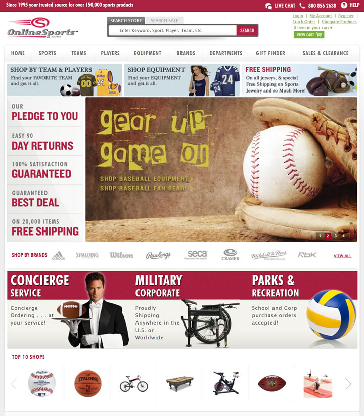 美国体育用品销售网站：Online Sports