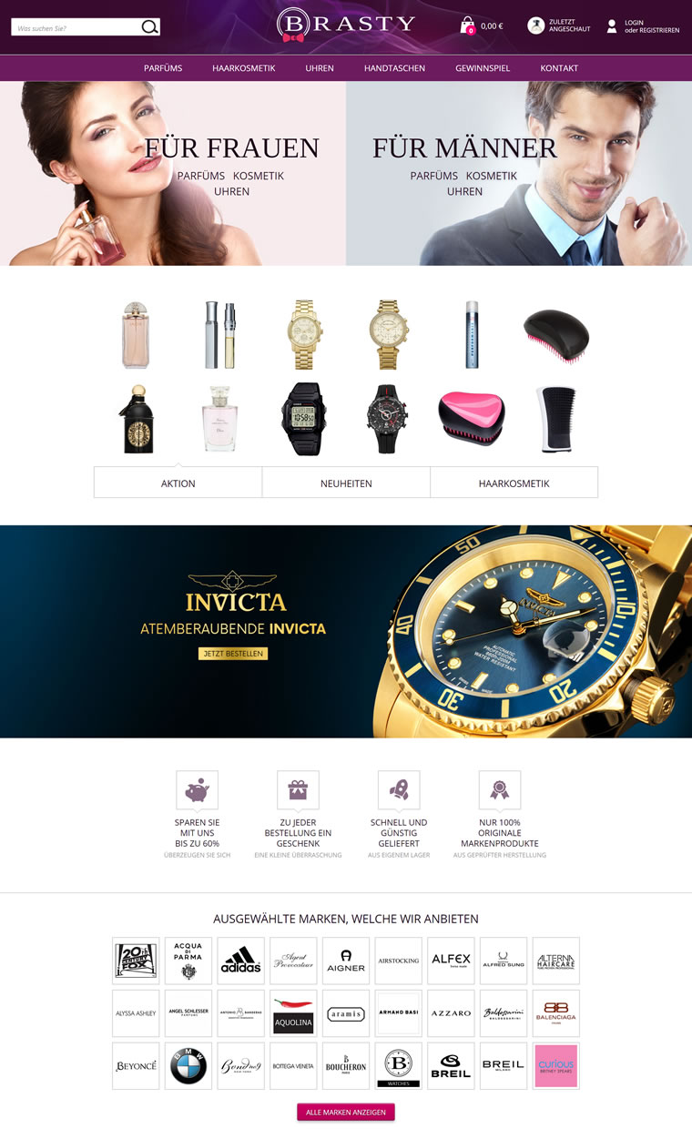 原装品牌香水、化妆品和手表：BRASTY