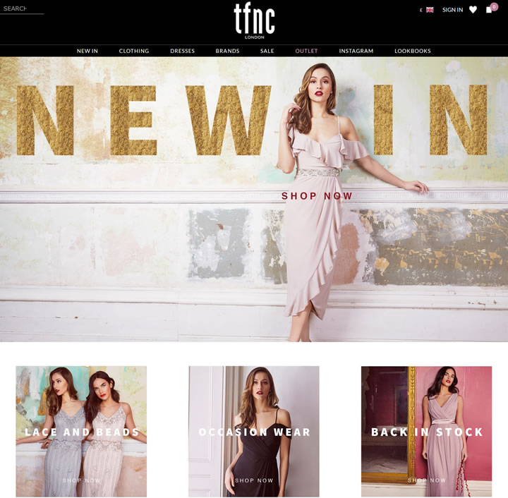 英国派对礼服和连衣裙购物网站：TFNC London