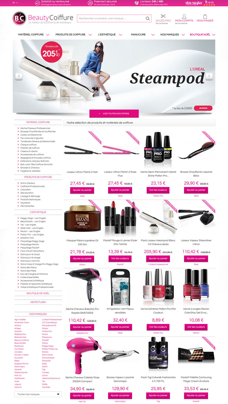 法国美发器材和产品购物网站：Beauty Coiffure