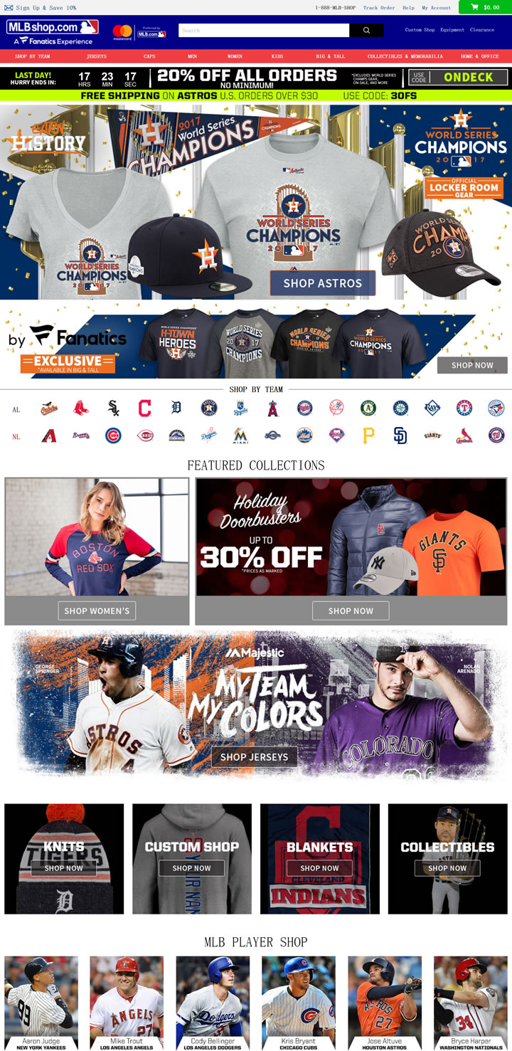 美国职棒大联盟官方网上商店：MLBShop.com
