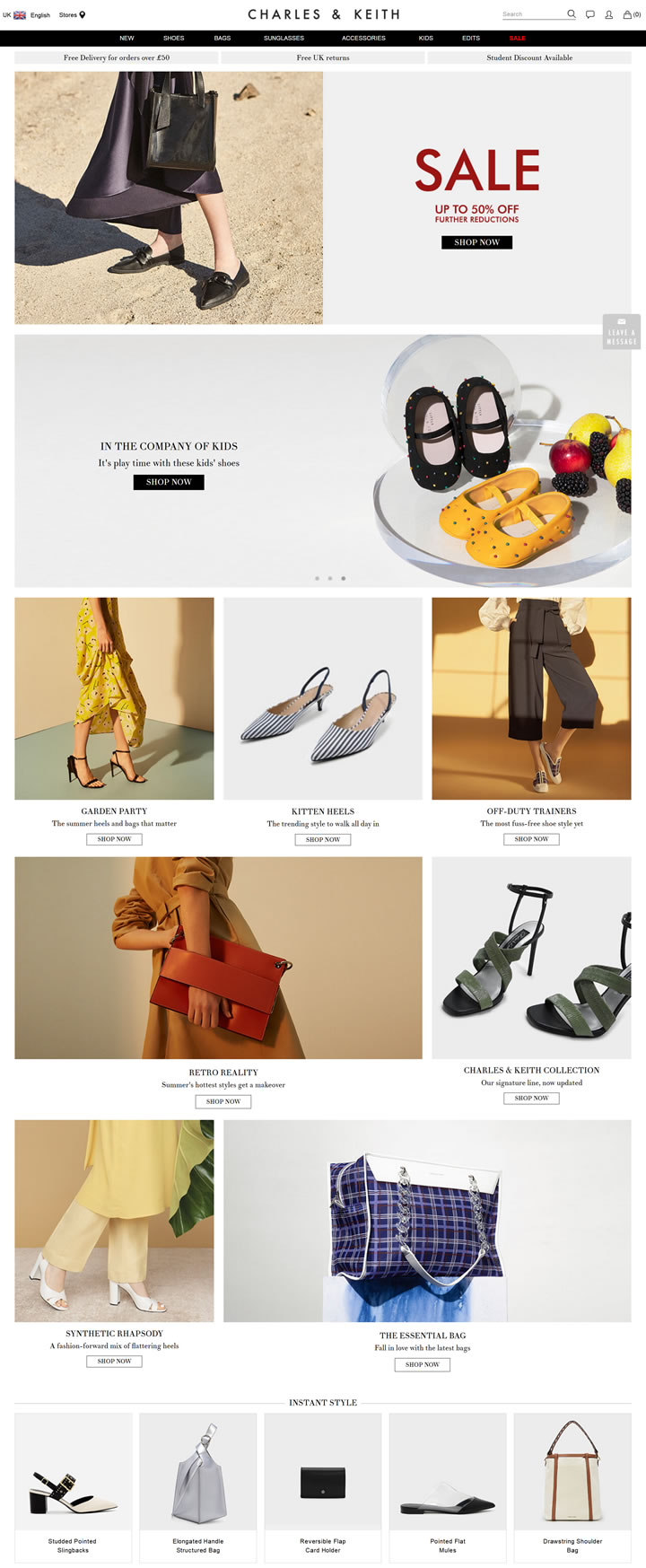 CHARLES & KEITH英国官网：新加坡时尚品牌