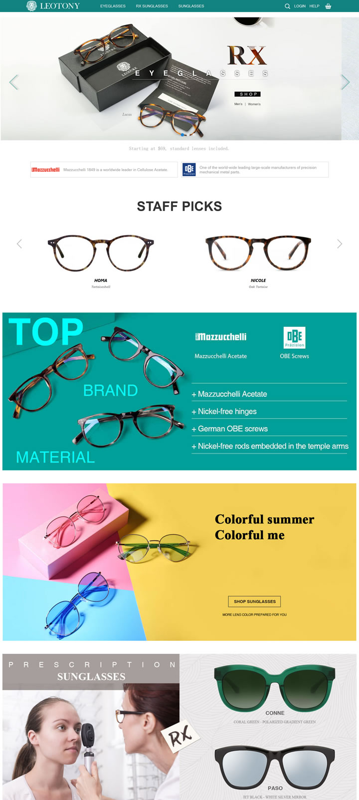 美国网上眼镜供应商：LEOTONY（眼镜、RX太阳镜和太阳镜）