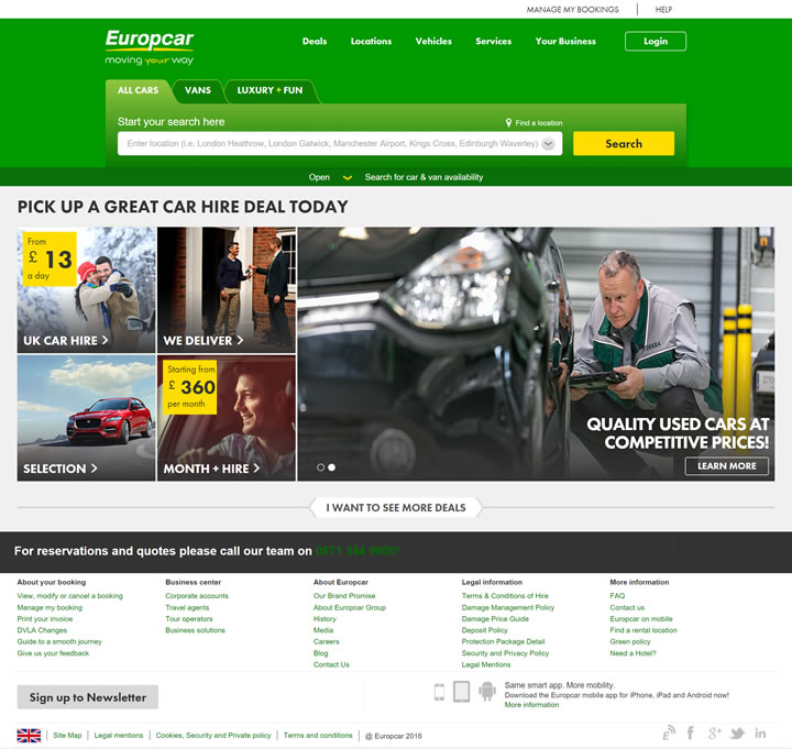 Europcar英国：英国汽车和货车租赁