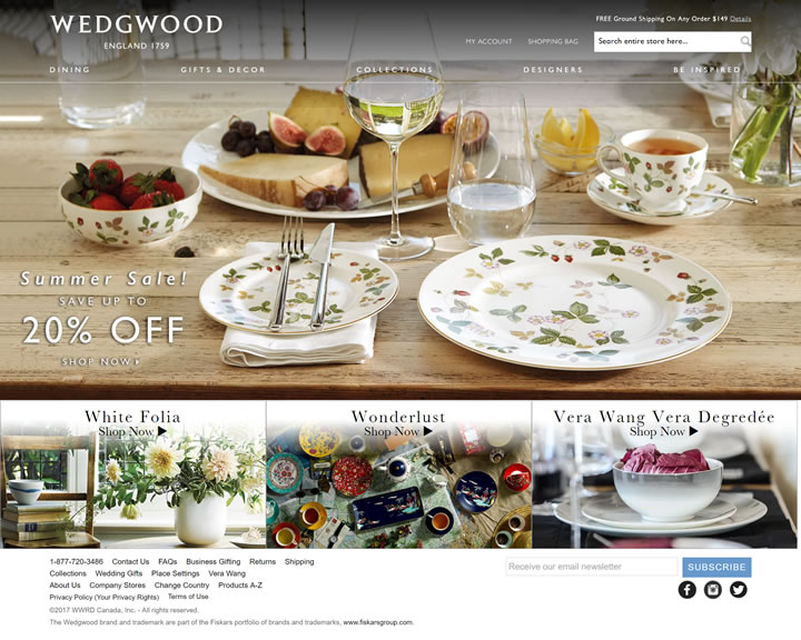 wedgwood加拿大官网：1759年成立的英国国宝级陶瓷餐具品牌