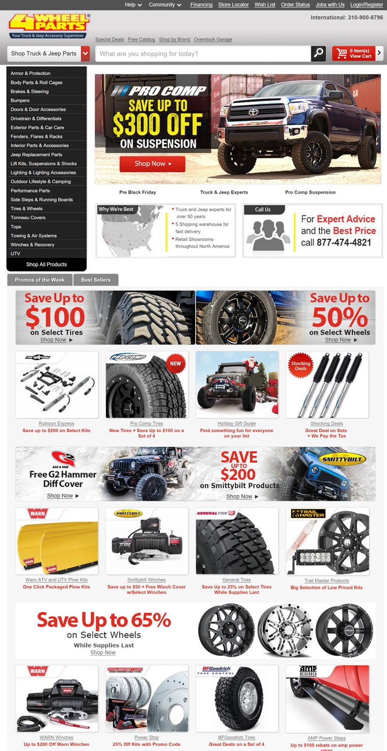 美国卡车、吉普车和SUV零件网站：4 Wheel Parts