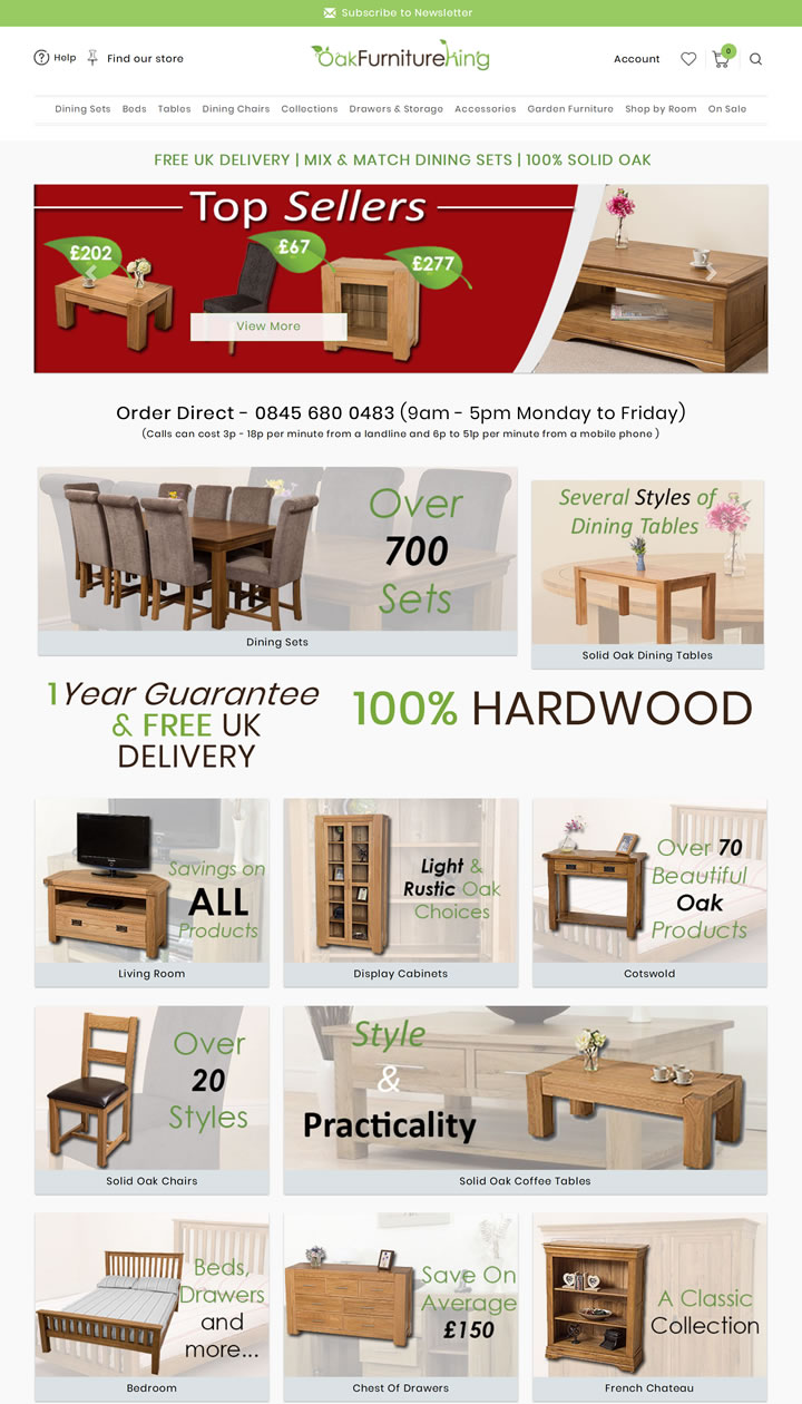 英国橡木家具购物网站：Oak Furniture King