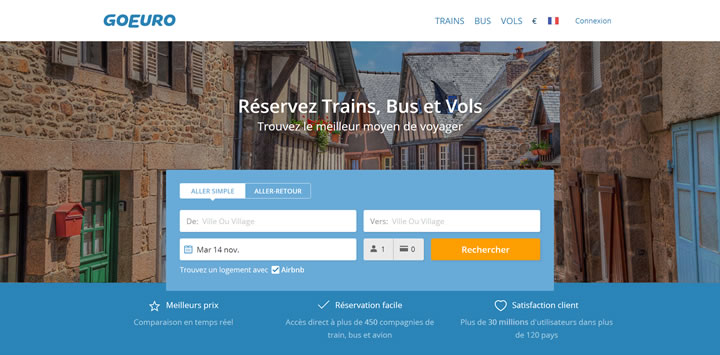 GoEuro法国：全欧洲低价大巴、火车和航班搜索和比价