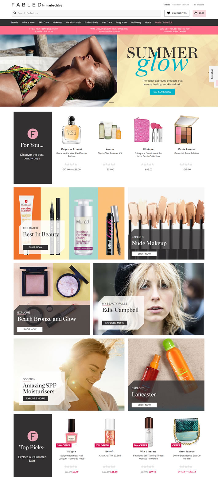 英国高端化妆品网站：Fabled by Marie Claire