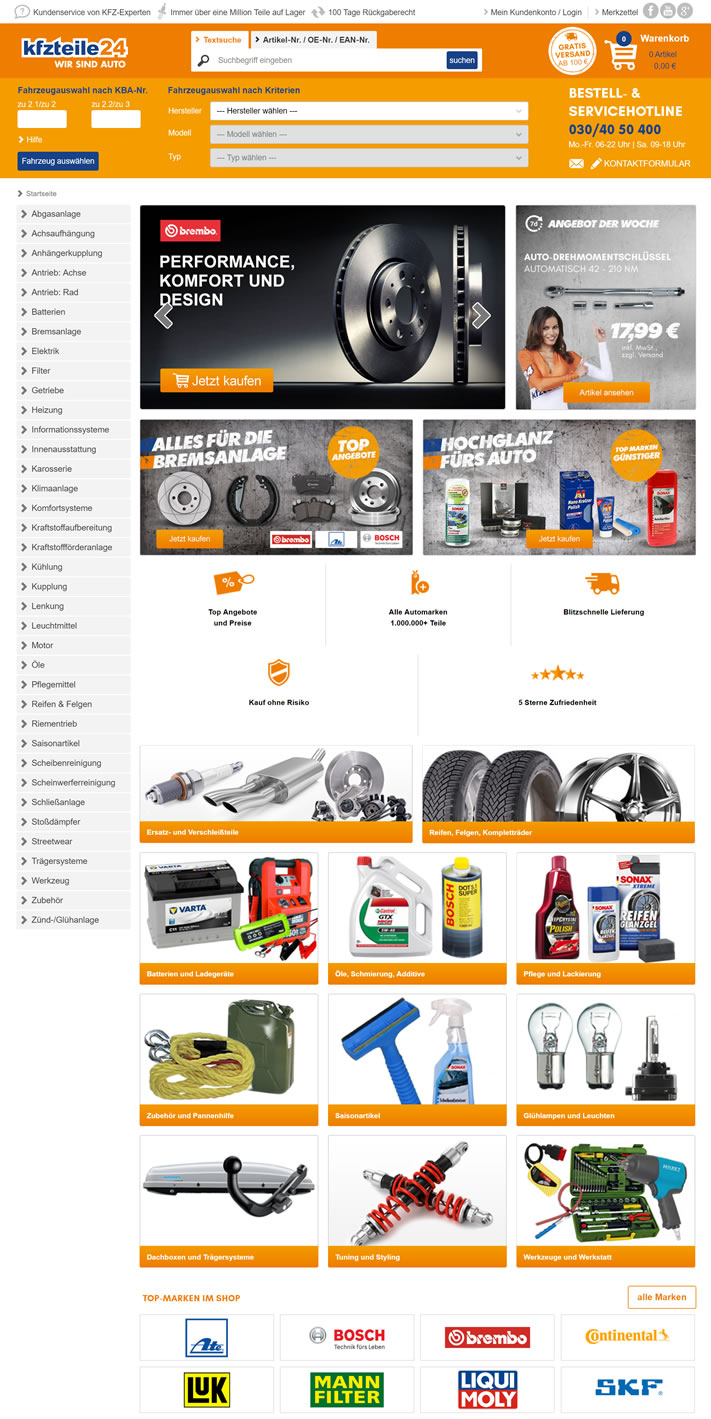 德国汽车零件和汽车配件网上商店：kfzteile24