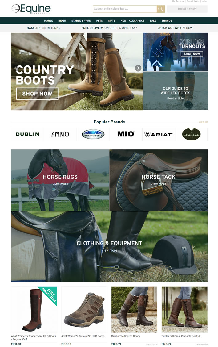 英国马匹装备和马术用品购物网站：Equine Superstore