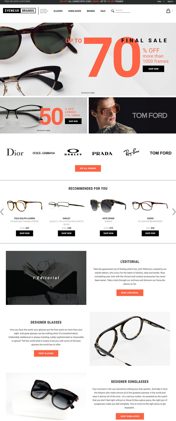 英国最大的在线时尚眼镜店：Eyewearbrands